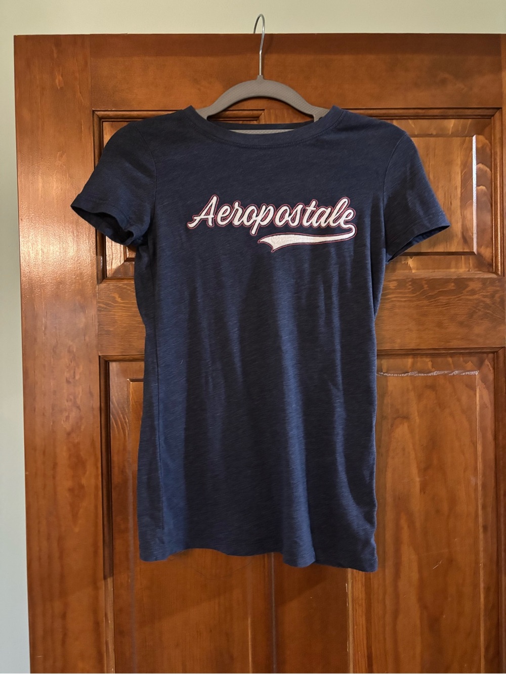 Aeropostale Navy Blue Script Logo Short Sleeve Tee